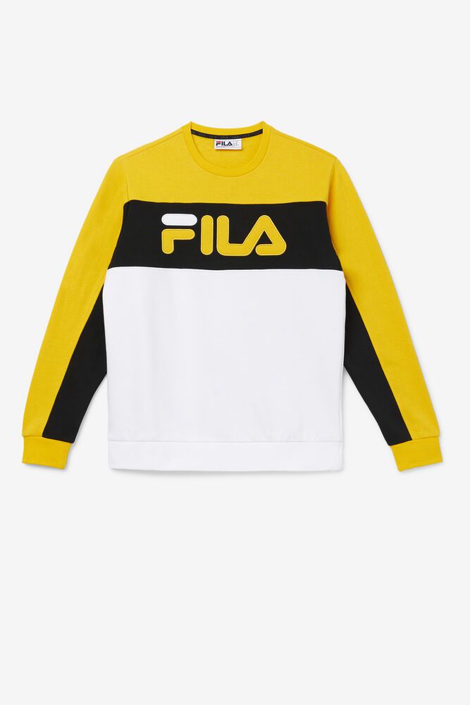 Fila Sweatshirt Herre Guld/Hvide Lesner Fleece Crew CVM-379214